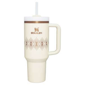Stanley Deco Collection Quencher H2.0 FlowState™ Tumbler | 40 OZ Cream Gloss Deco | ZEM583496