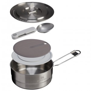 Stanley The Wildfare Pro Saucepan Cookset 5-piece set | 2 QT Pale Pebble + Stone | ZOQ596087